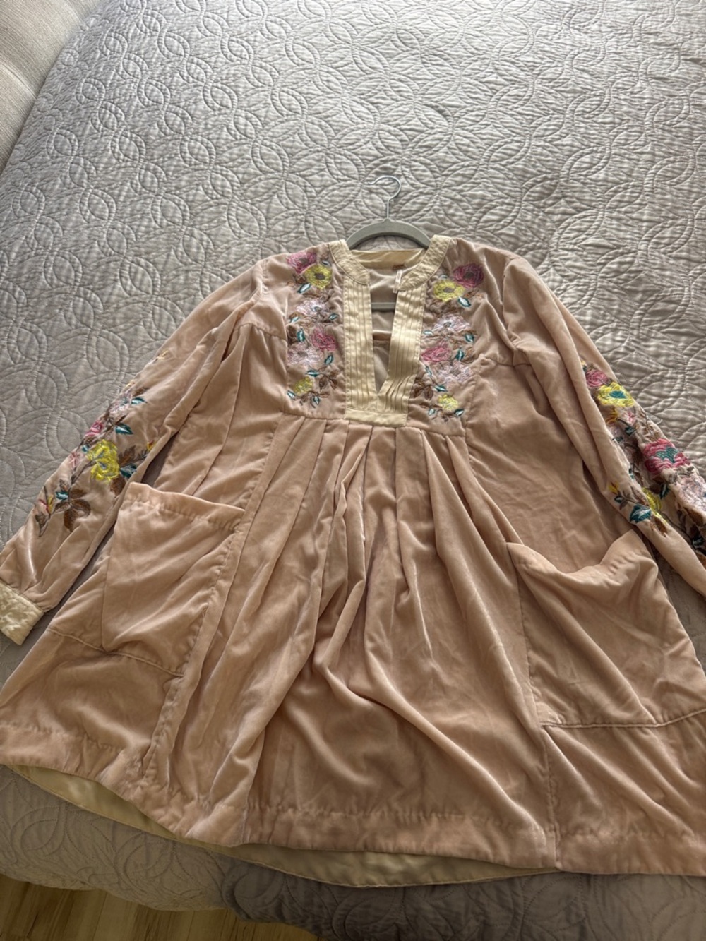 Free People Blush Pink Embroidered Mini Dress